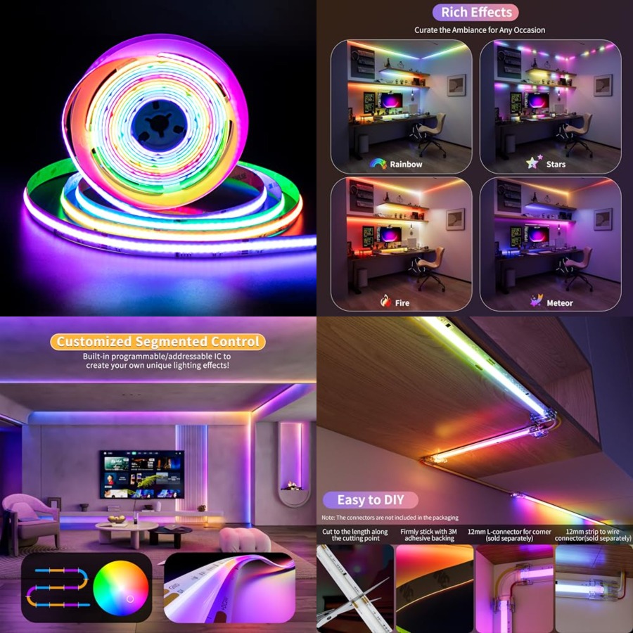 Led Strip Lights - RGB Smart IC COB LED-Lichtband, adressierbar/7,5