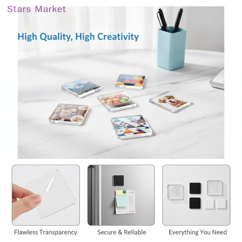 Home Decor Diy - 5er-Set DIY Transparente Acryl-Magnete, Quadratische und
