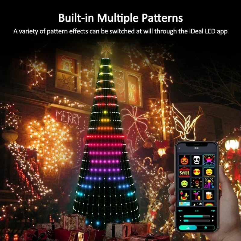 Home Decor Tree - Weihnachtsstern-Baumbeleuchtung RGB LED, Bluetooth APP-gesteuerte Lichterkette