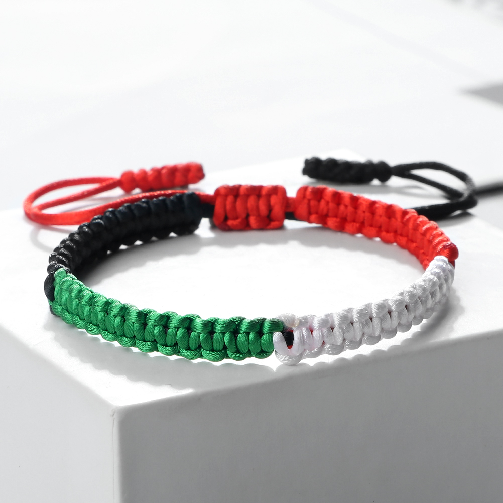 Home Decor Uae - Palästina Flagge Schnur Armband Rot Schwarz