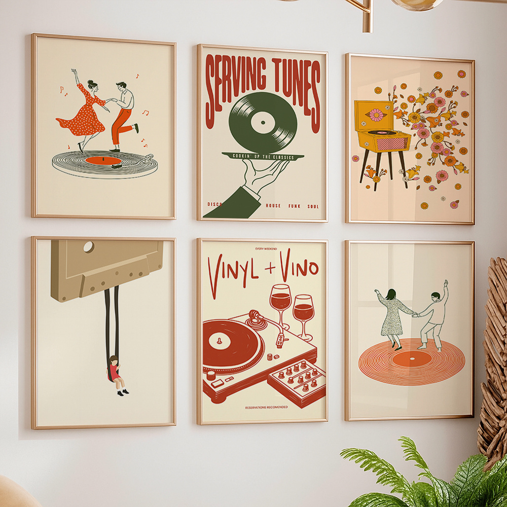 Home Decor Trends - 1 Stück Vintage Musik Leinwand-Poster Ungerahmt
