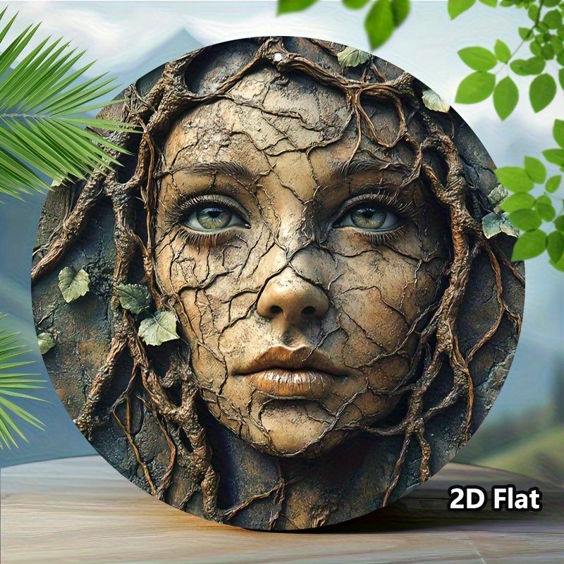 Home Decor Tree - 2D flache, runde Wandkunst aus Aluminium