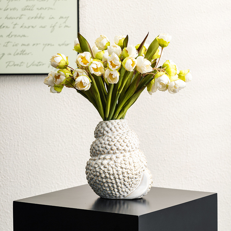 Pampas Grass Decor - CAPIRON Retro Muschelvase, Keramik-Blumentopf für frische