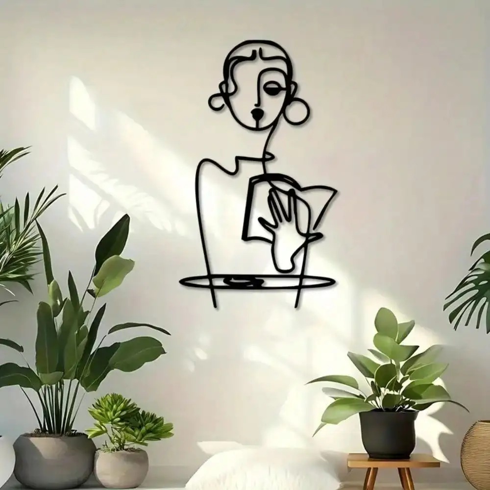 Home Decor Brand - Minimalistische Metall-Wandkunst für Frauen, Linienkunst, Eisen-Silhouettenskulptur