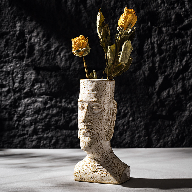 Pampas Grass Decor - Capiron Moai Vase Keramik figuren für