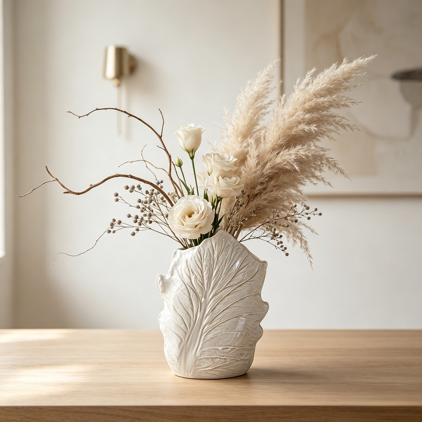 Blattförmige Keramikvase für P – Pampas Grass Decor Bewertung und Preis