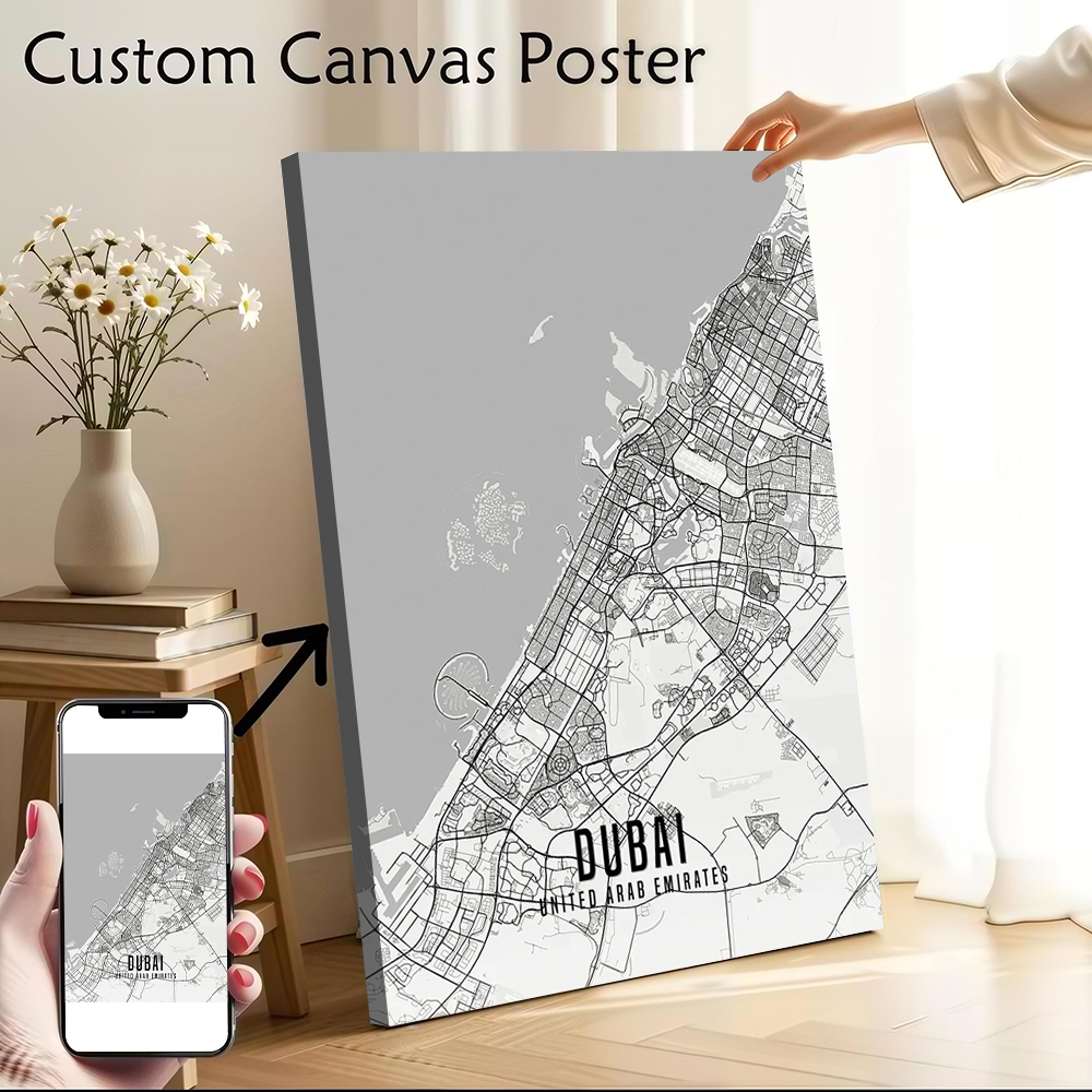 UAE Dubai Stadtplan Poster Lei – Home Decor Uae Bewertung und Preis