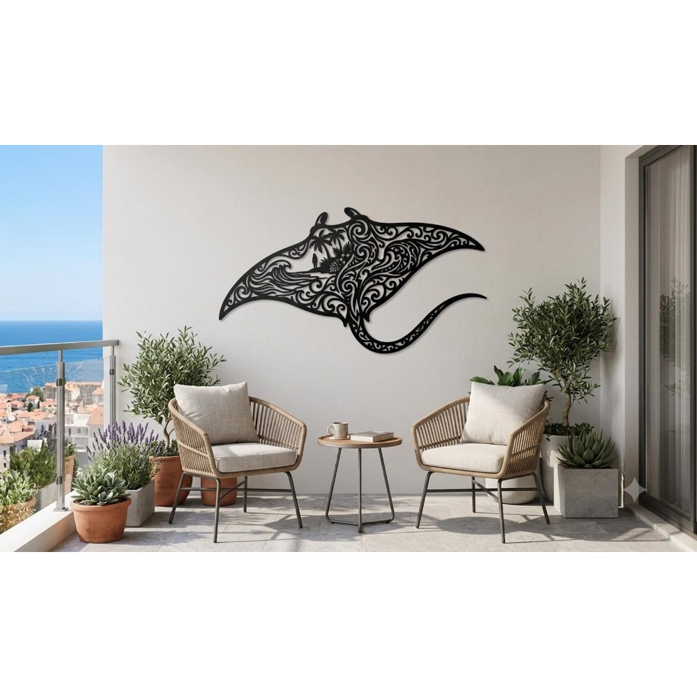 Tribal Manta Ray Metall-Wandku – Home Decor Brand Bewertung und Preis