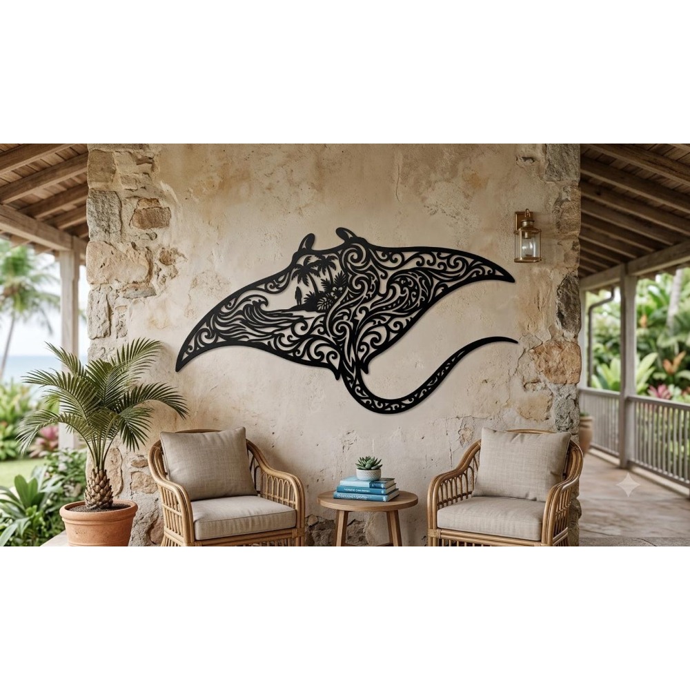 Tribal Manta Ray Metall-Wandku – Home Decor Brand Bewertung und Preis