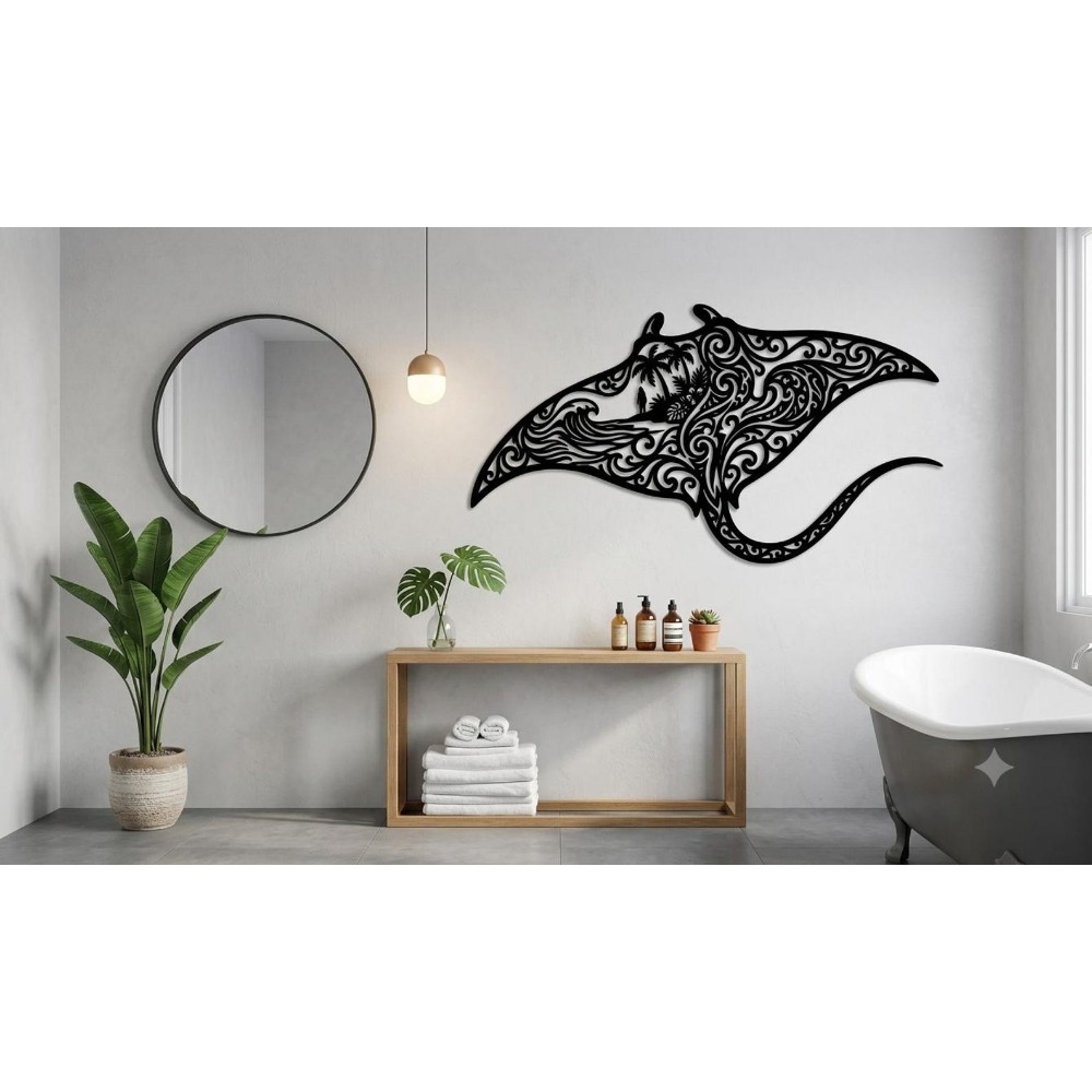 Tribal Manta Ray Metall-Wandku – Home Decor Brand Bewertung und Preis