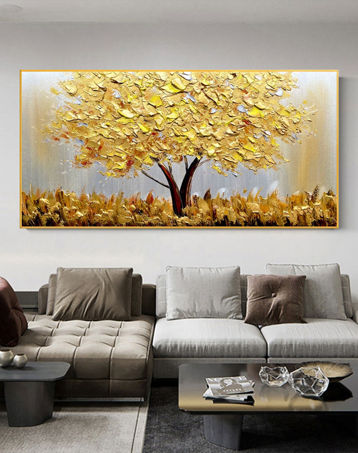 Blühender Goldbaum auf Leinwan – Home Decor Gold Bewertung und Preis